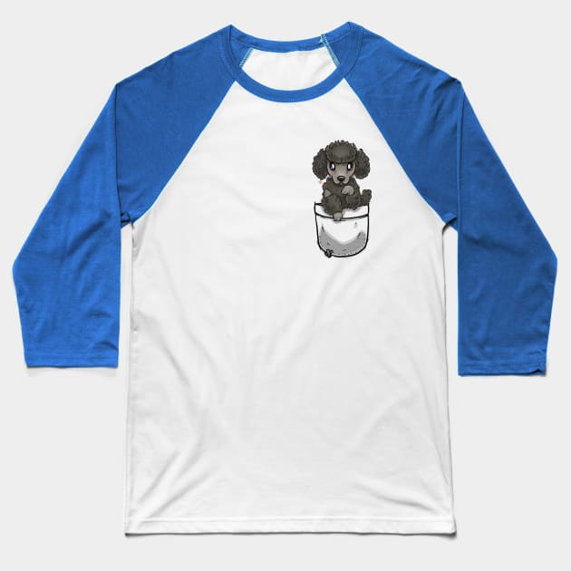 Pocket Cute Poodle Dog Baseball T-Shirt by TechraPockets